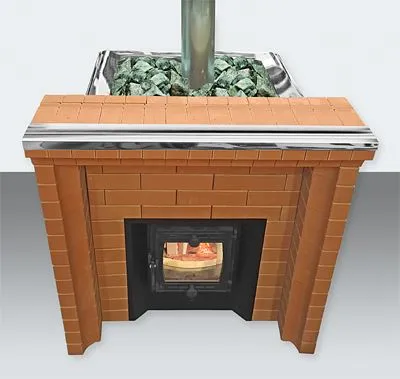 портал для банной печи красный кирпич 