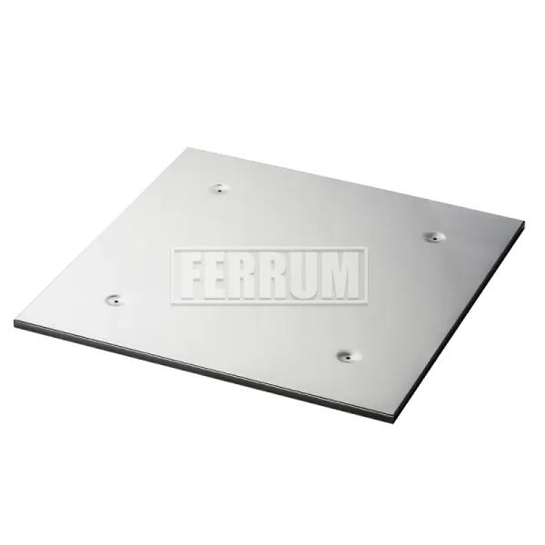 разделка феррум потолочная декоративная нерж. (430/0,5 мм) 480*480 с отв. ф200 в пленке